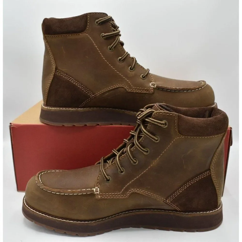 Kodiak Mens‎ Size 9 Devick Saddleback Brown Wedge Moc Toe Lace Up Boots Shoes